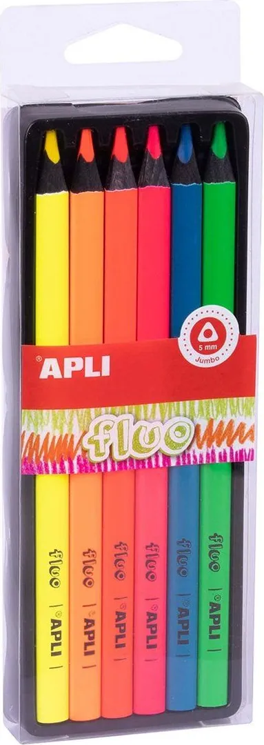 Set 6 creioane colorate Apli Jumbo Fluo