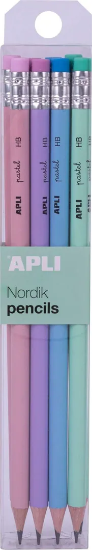 Set 8 creioane Apli Nordik, grafit HB, cu radiera, 8 bucati/set
