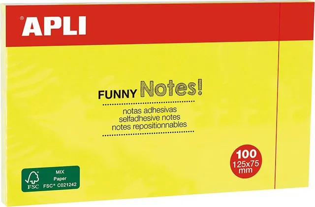 Notite adezive, Apli, 125 x 75 mm, 100 file/set