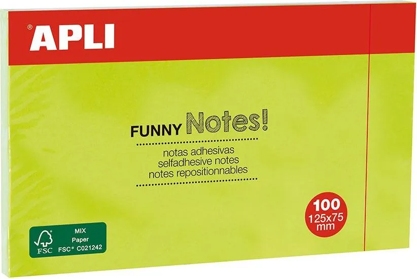 Notite adezive, Apli, 125 x 75 mm, verde, 100 file/set