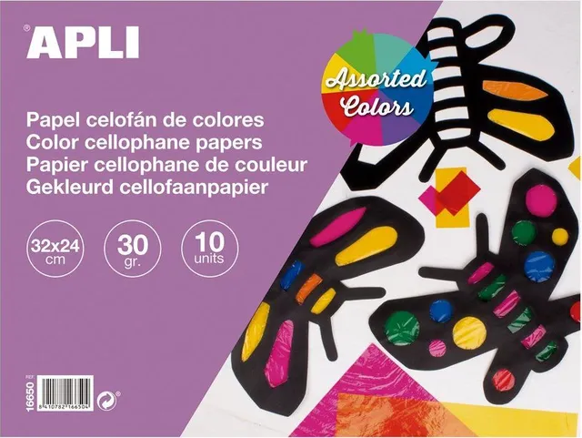 Hartie tip celofan, Apli, dimensiune 320 x 240 mm, culori asortate