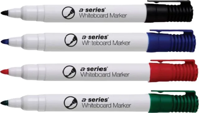 Marker pentru tabla A-series, corp plastic, varf 2 mm, 4 culori/set
