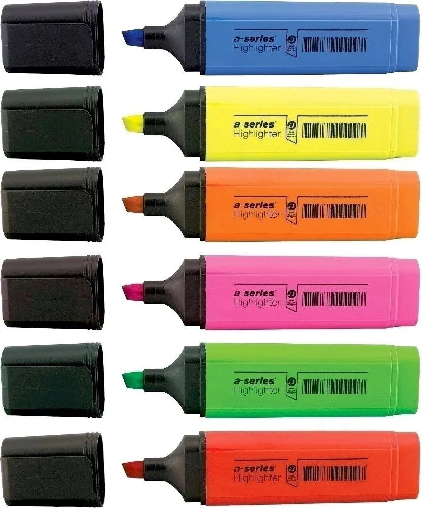 Textmarker A-series, varf 1-5 mm, 6 culori/set