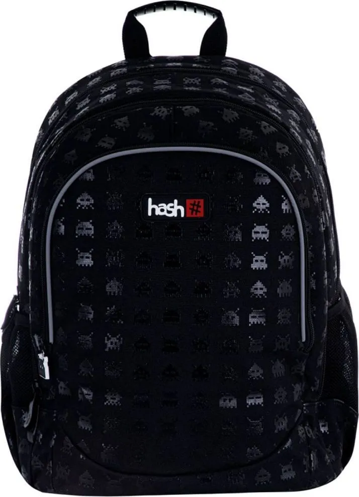 Ghiozdan Astra Hash AB350, 3 compartimente, 39x28x15 cm, negru
