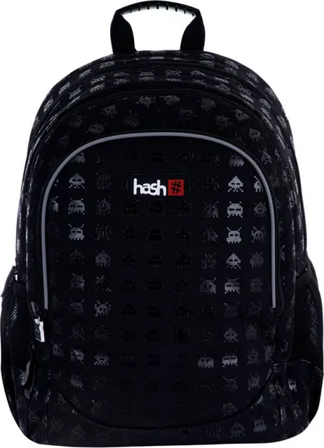 Ghiozdan Astra Hash AB350, 3 compartimente, 39x28x15 cm, negru