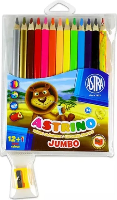 Creioane colorate Astra triunghiulare Astrino, 12 bucati/set