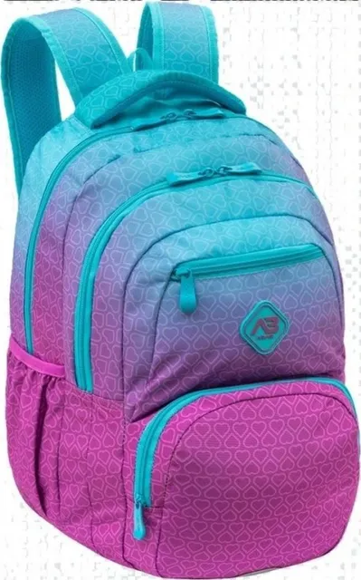 Ghiozdan scoala Astra AB200, Hexagon Mint Ombre, 3 compartimente, 44 x 32 x 19 cm