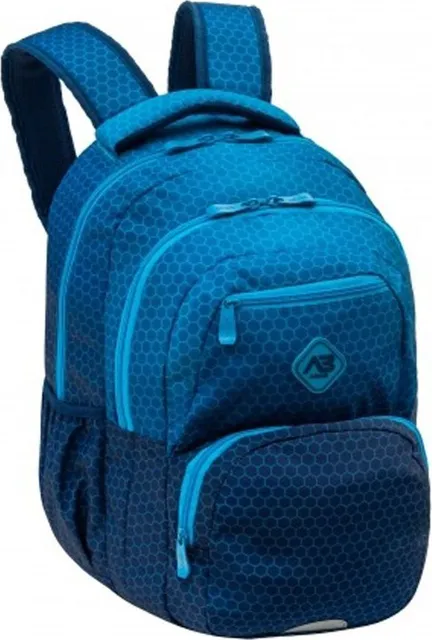 Ghiozdan Astra AB200, Hexagon Blue Ombre, 3 compartimente, 44 x 32 x 19 cm