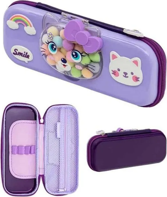 Penar 3D Astra, 1 compartiment, spuma EVA, 23.3 x 9.5 x 4.5 cm, Kitty, lavanda