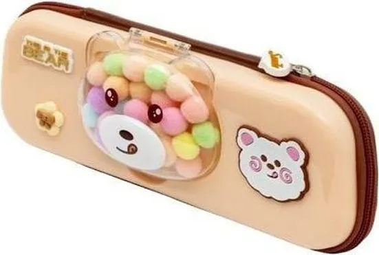 Penar Astra Teddy, 1 compartiment, 3d ursulet, bej, 23.3 x 9.5 x 4.5 cm