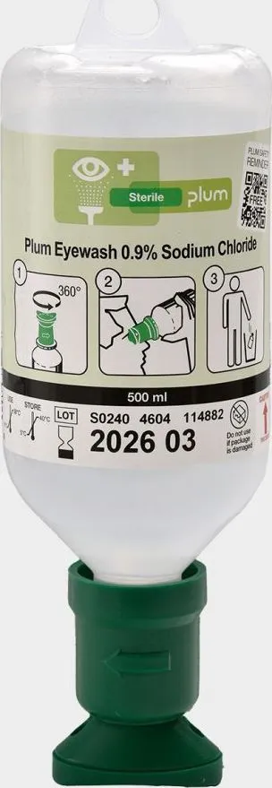 Solu?ie PLUM Eyewash 0.9% de clorur? de sodiu, 500ml, pentru s