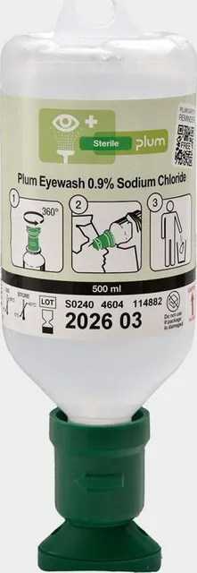 Solu?ie PLUM Eyewash 0.9% de clorur? de sodiu, 500ml, pentru s