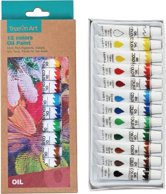 Set Memoris-Precious, tempera pe baza de ulei, 12 culori, 12 ml