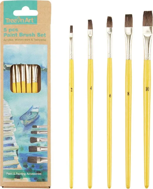 Set Memoris-Precious, 5 pensule drepte par natural, nr 2 4 6 8 10