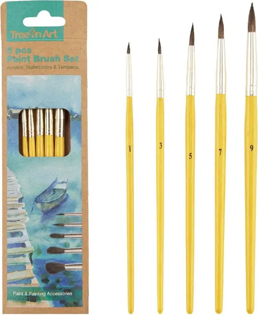 Set Memoris-Precious, 5 pensule rotunde par natural, nr 1 3 5 7 9