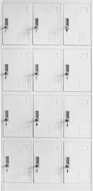 Dulap RFG, metal, cu 12 compartimente, 185 x 90 x 40 cm, gri