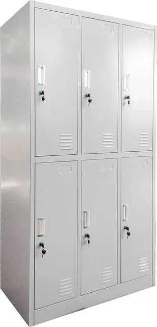 Vestiar metalic triplu cu 6 usi, 90x45x185cm gri