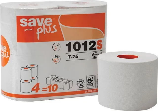 Hartie igienica mini, Celtex 1012S, 2 straturi, alba, 500 portii, 4 role/set