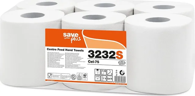 Rola prosoape cu derulare centrala, Celtex 3232S, 2 straturi, alb, 108 m, 450 portii