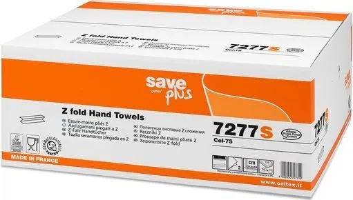 Rezerva prosoape pliate Z, Celtex 7277S, 2 straturi, alb, 120 buc/pachet, 25 pachete/cutie