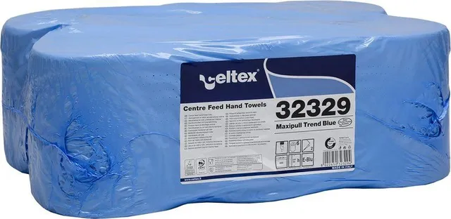 Rezerva prosoape cu derulare centrala, Celtex 32329, Maxipull Trend Blue, 2 straturi, albastru, 6 role/bax