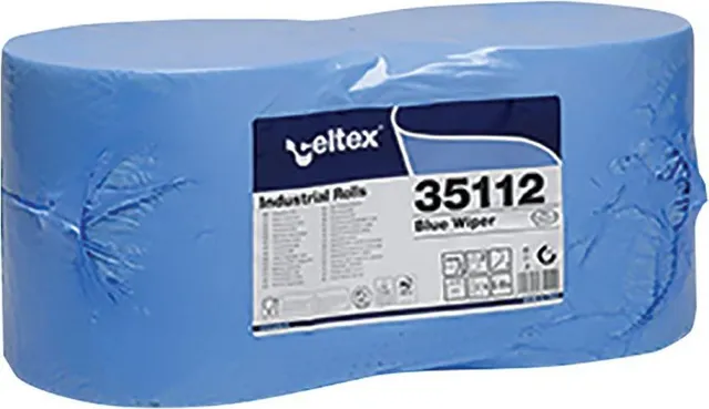 Rola lavete industriale, Celtex 35112, 2 straturi, hartie albastra, 970 portii/rola 2 role/set