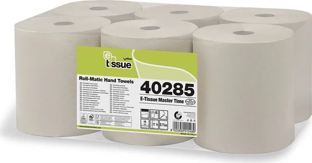 Rola prosop autocut E-Tissue Master Time, Celtex 40285, autocut, 2 straturi, alb, 6 role/bax