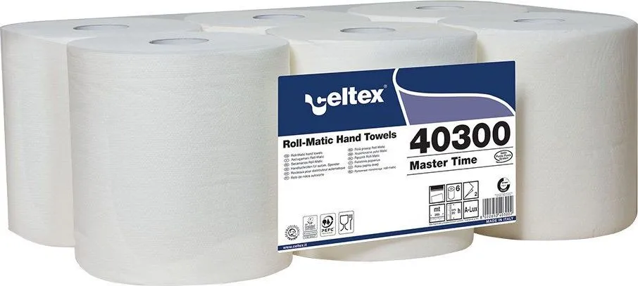 Rola prosoape autocut, Celtex 40300, alba, 2 straturi, 285 m, 6 role/set