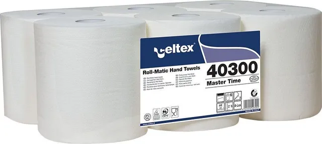 Rola prosoape autocut, Celtex 40300, alba, 2 straturi, 285 m, 6 role/set