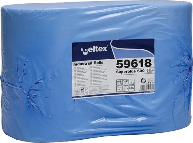 Rola lavete industriale, Celtex 59618, 3 straturi, hartie albastra, 500 portii/rola, 2 role/set