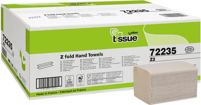Prosoape pliate Celtex E-Tissue Z, celuloza, 2 straturi, 20.5 x 24 cm, 150 portii/pachet, 25 pachete/bax