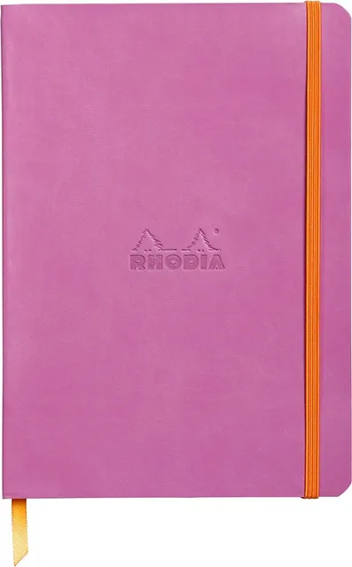 Notebook A5 Rhodiarama, 80 file, ivory, dictando, lila