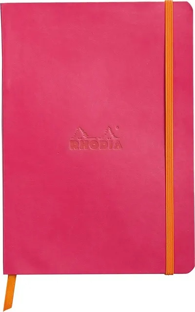Notebook A5 Rhodiarama, 80 file, ivory, dictando, roze