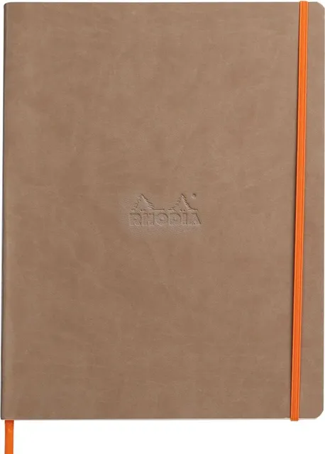 Notebook A4+ Rhodiarama, 80 file, ivory dictando, taupe