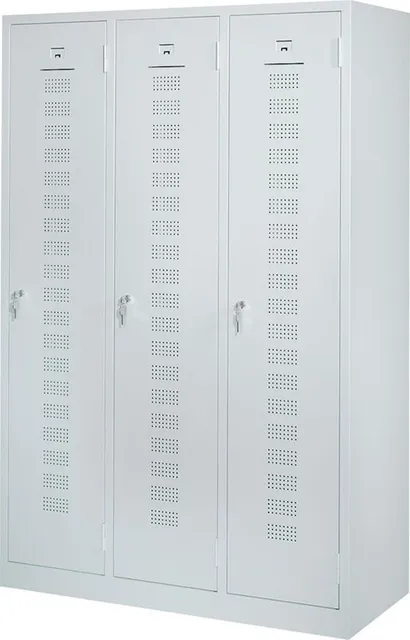 Vestiar metalic, 3 usi/3 canate, 87x50x180 cm, gri