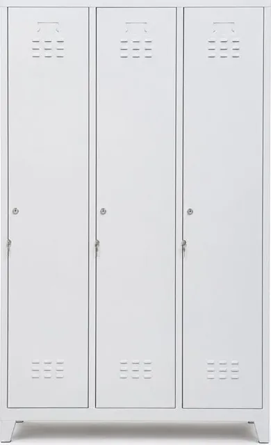 Vestiar metalic cu 3 usi, 120 x 40 x 198 cm