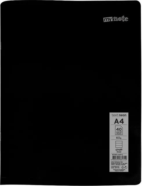 Caiet capsat Mynote, format A4, 40 file offset 60 g/mp, liniatura dictando, coperta PP neon, mix de 8 culori