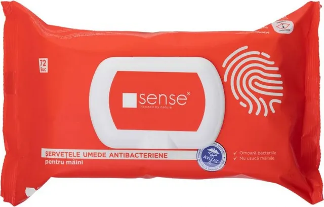 Servetele umede dezinfectante pentru maini, Sense, 72 bucati/pachet