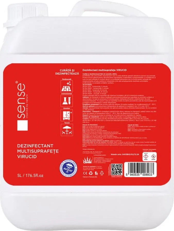 Dezinfectant multisuprafete Sense Virucid, 5 L