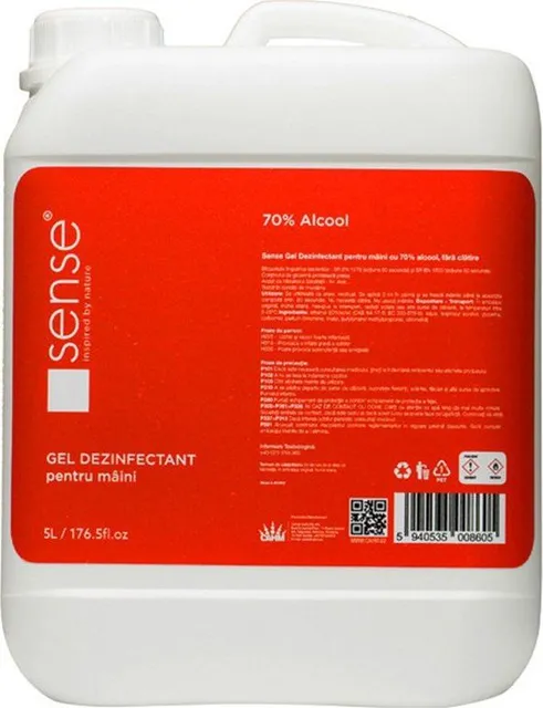 Gel dezinfectant pentru maini Sense, 70% alcool, bidon, 5 L