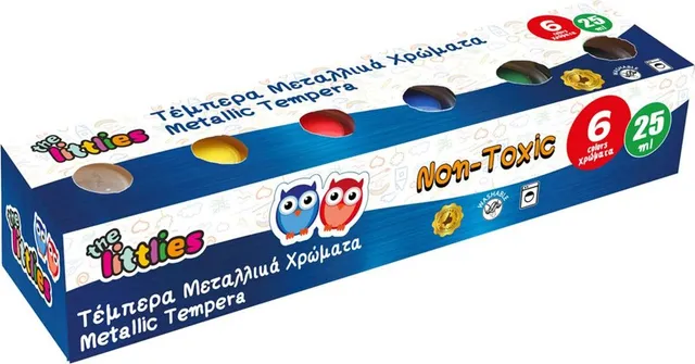 Tempera The Littlies, 6 culori metalice, 25 ml/culoare