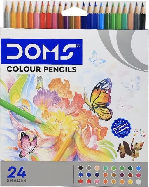 Creioane colorate hexagonale DOMS, 24 culori, full size, fara ascutitoare