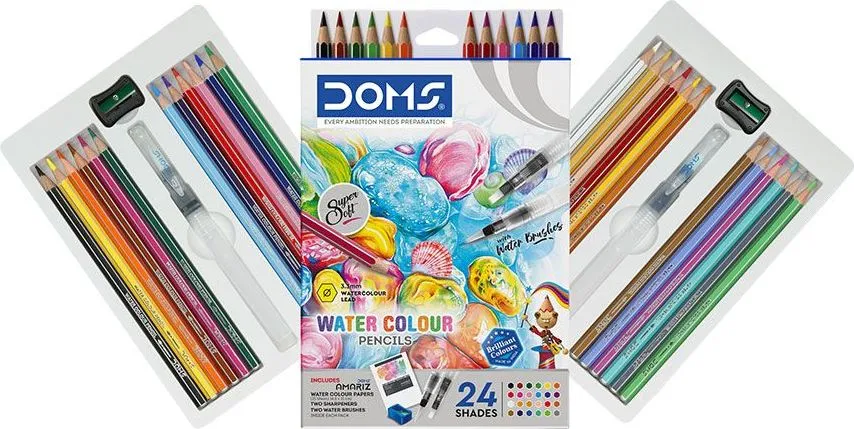 Creioane colorate acuarelabile DOMS, 24 culori