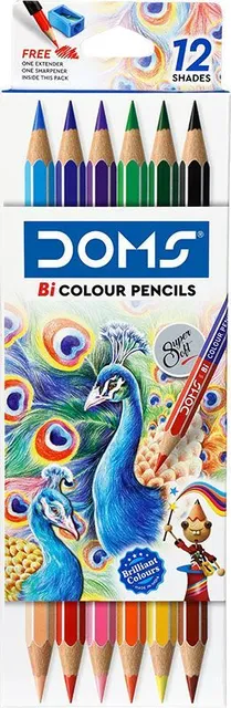 Creioane colorate cu doua varfuri DOMS, 6 creioane, 12 culori