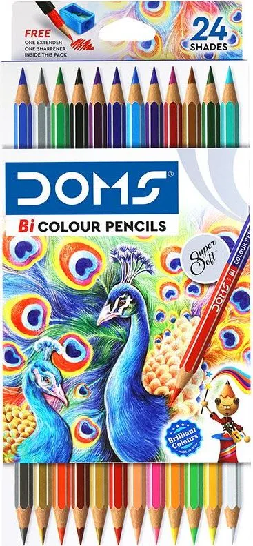 Creioane colorate cu doua varfuri DOMS, 12 creioane, 24 culori