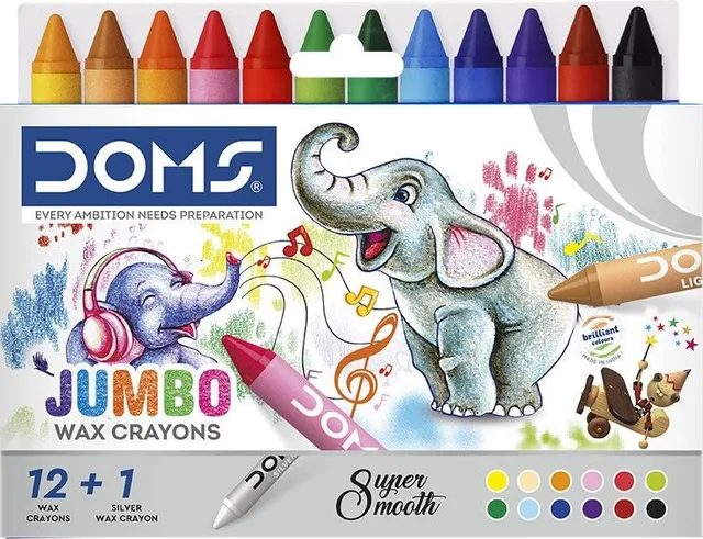 Creioane cerate jumbo DOMS, 12 culori