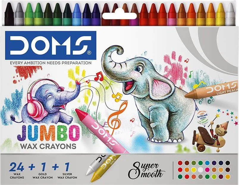 Creioane cerate DOMS Jumbo, 24+2 culori