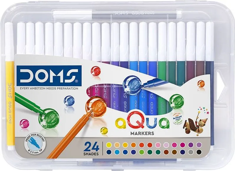 Carioci acuarela DOMS Aquamarkers, 24 culori, cutie din plastic