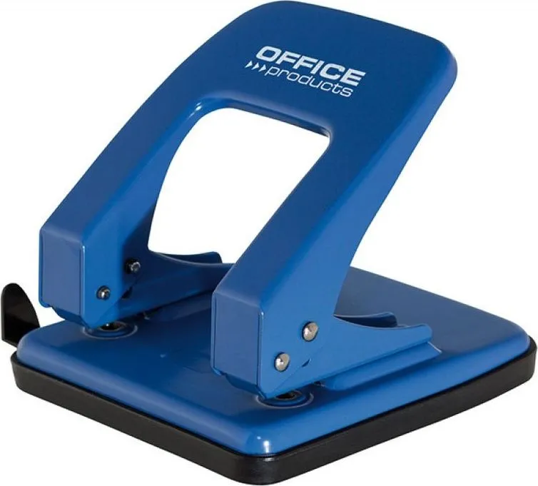Perforator metalic Office Products, 40 coli, 2 gauri, cu distantier, albastru
