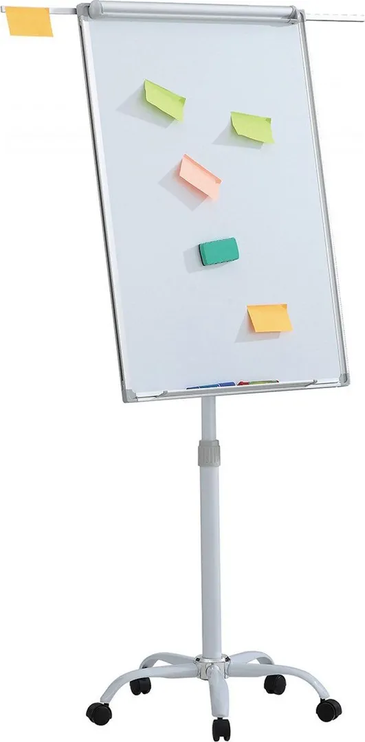 Flipchart magnetic mobil Office Products, cadru aluminiu, brate extensibile, 70 x 100 cm